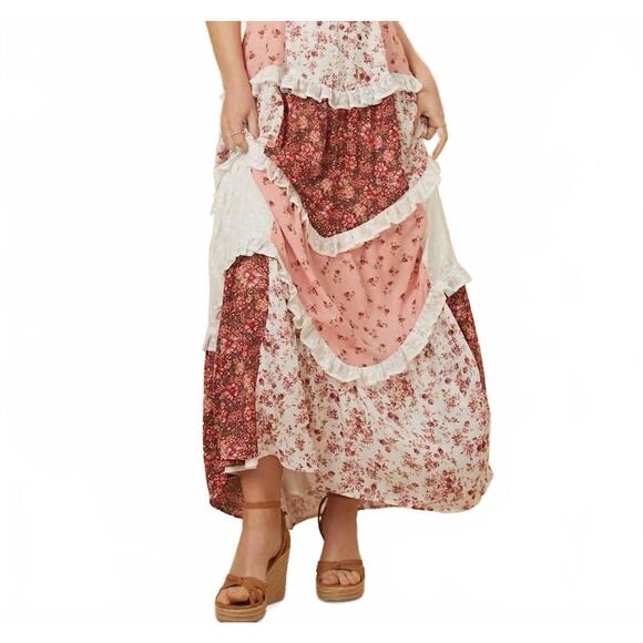 ROSA CLOTHING Dresses & Skirts - NEW ROSA CLOTHING parfait patchwork tiered floral maxi dress in pink